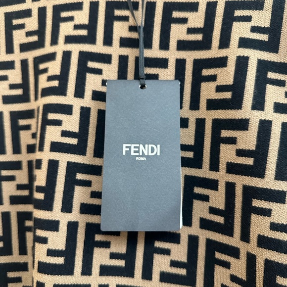 Fendi FF Motif Monogram Jacquard Long Sleeve Sweater in Brown - Picture 6 of 10